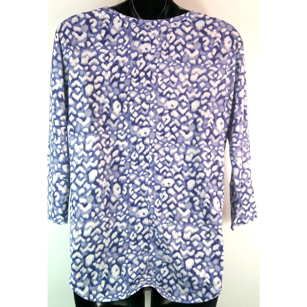 American Eagle Outfitters Crew Neck Blouse 3/4 Sleeve Blue/White - Picture 3 of 5